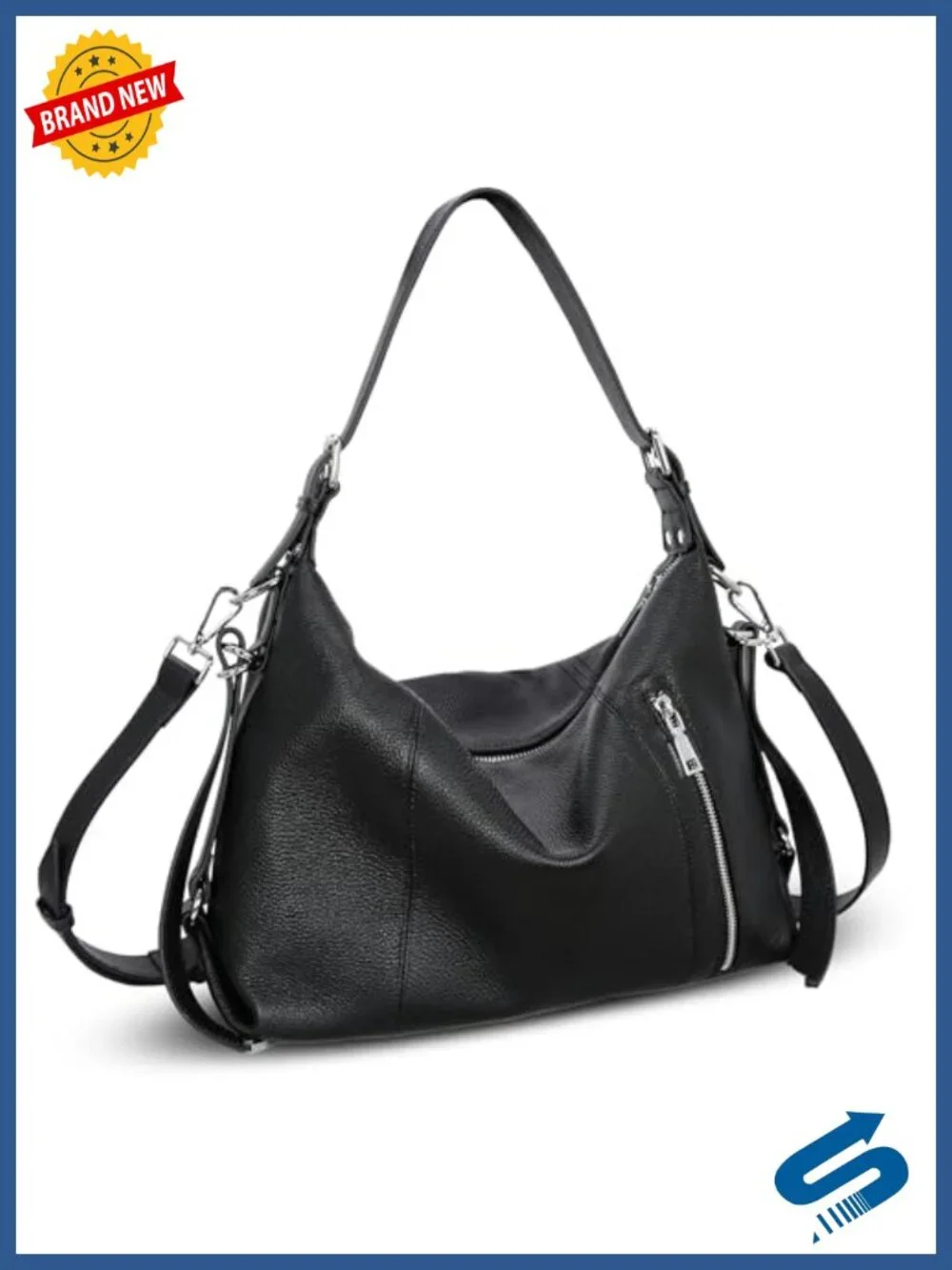 Genuine Leather Hobo Handbag Women Tote Shoulder Crossbody Bag Large Capacity